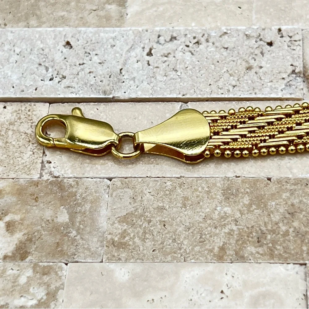 Ornate Gold Tone Modern Estate Bracelet - Picture 4 of 8